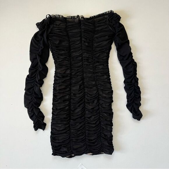 Bardot Ruched Mini Dress Long Sleeve XS - Picture 8 of 10